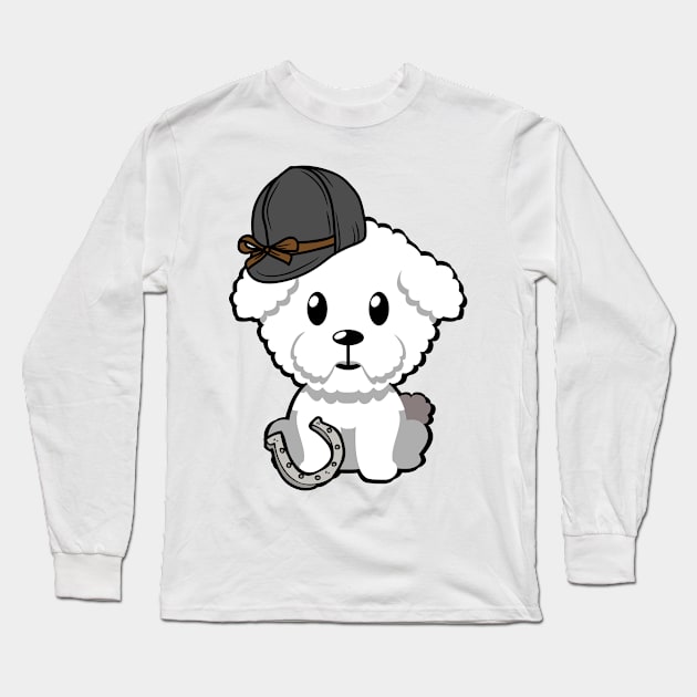 Funny furry dog is ready to ride a horse Long Sleeve T-Shirt by Pet Station